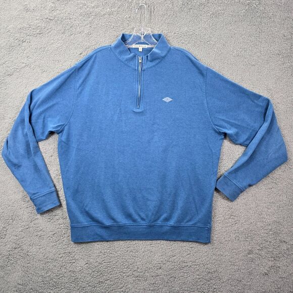 Peter Millar Quarter Zip Large 100% Cotton Blue Golf 1/4 Zip Pullover Size XL - Picture 1 of 14
